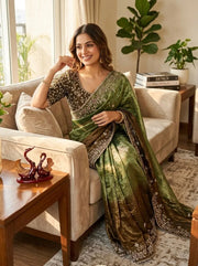 Beautiful Soft Fendy Sequence Embroidery Work Sarees