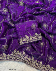 Fancy Space Silk Saree with Sequin Embroidery & C Pallu