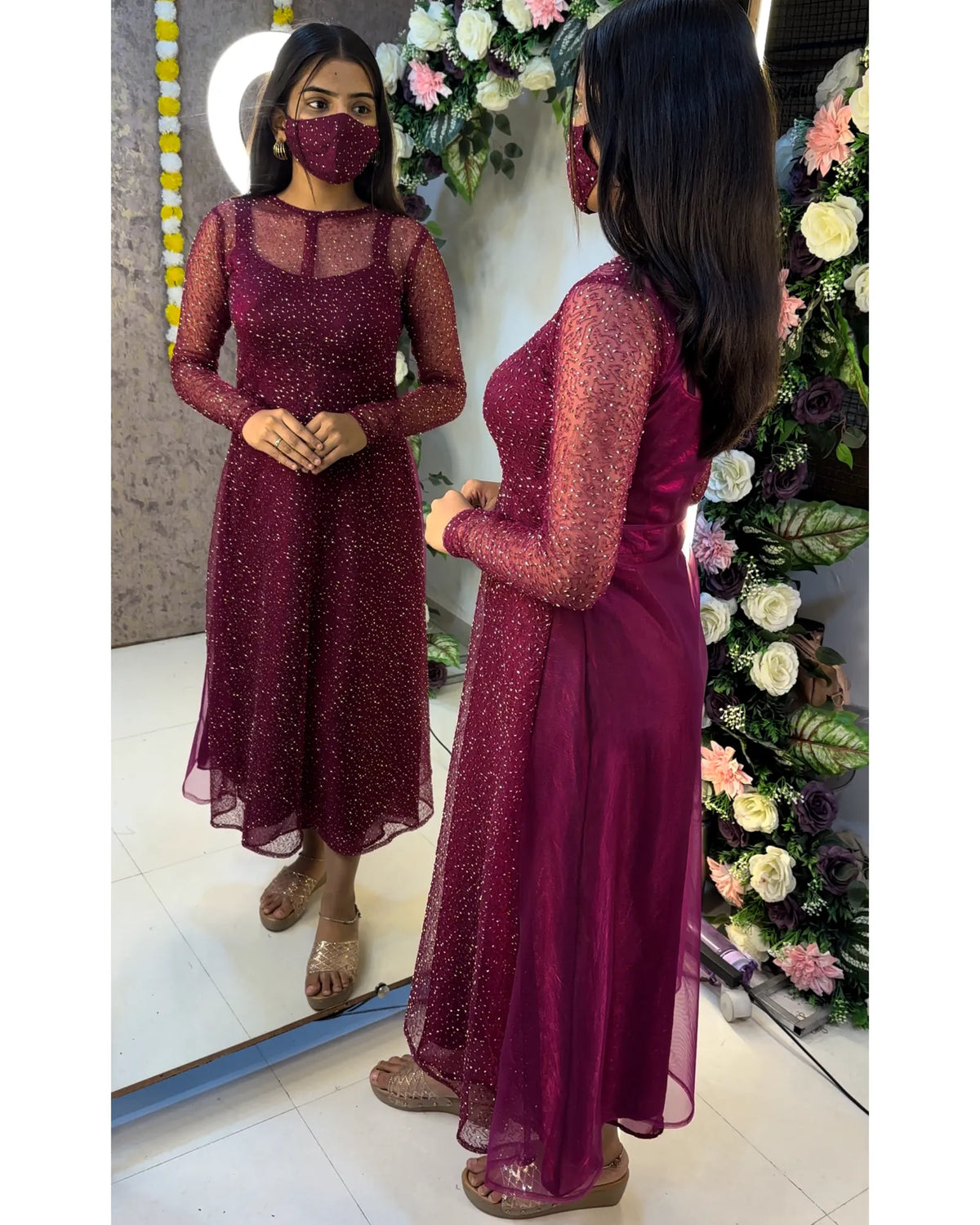 Insta Viral Galaxy 2-Piece Set With Shining inner Gown with a beautifully beaded outer coat