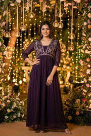 Ready to wear gown with embroidery and hand work