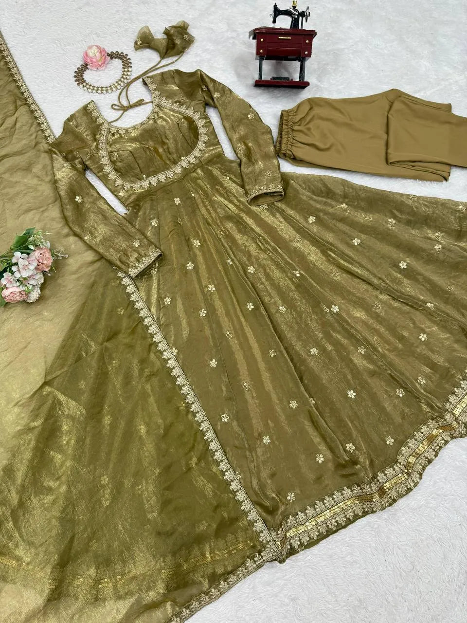 Fandy Silk Gown With Dupatta