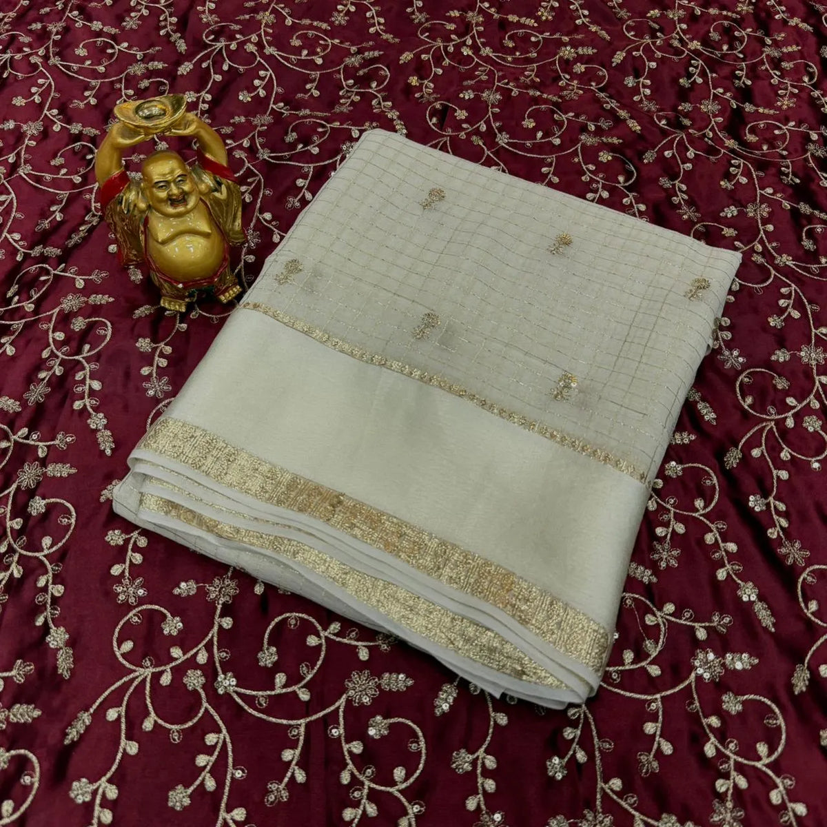 Pure Viscose party wear saree With Velvet shine adorned with sequence work Blouse