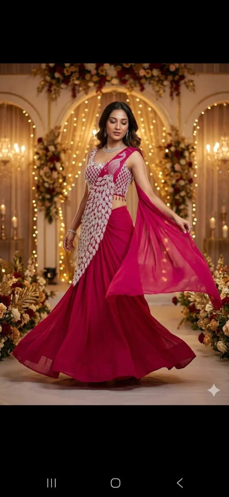 Trending Embroidery Sequence work Ready to Wear Saree Set with Embroidery Blouse