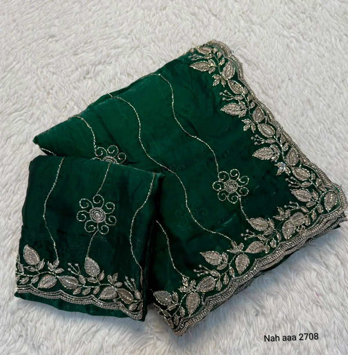 Fancy Space Silk Saree with Sequin Embroidery & C Pallu