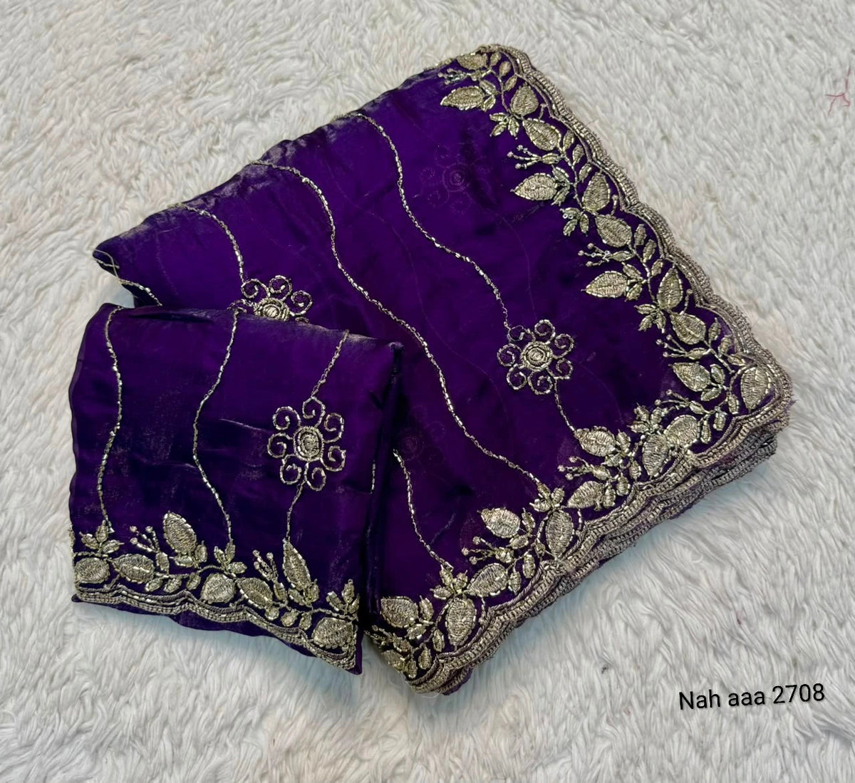 Fancy Space Silk Saree with Sequin Embroidery & C Pallu