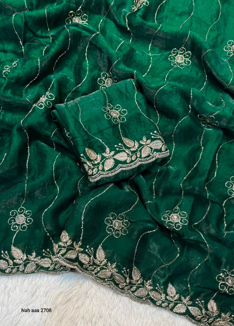 Fancy Space Silk Saree with Sequin Embroidery & C Pallu